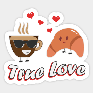 Croissant and coffee love Sticker